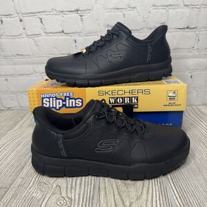 Skechers Slip Ins Work Shoes Women’s 7.5 Black Slip Resistant New